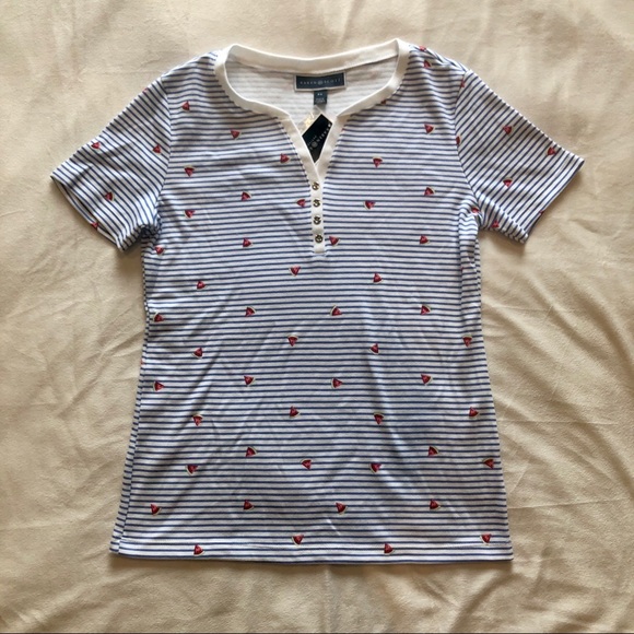 ✨3/$30 NWT Karen Scott Watermelon Striped T-Shirt - Picture 3 of 10